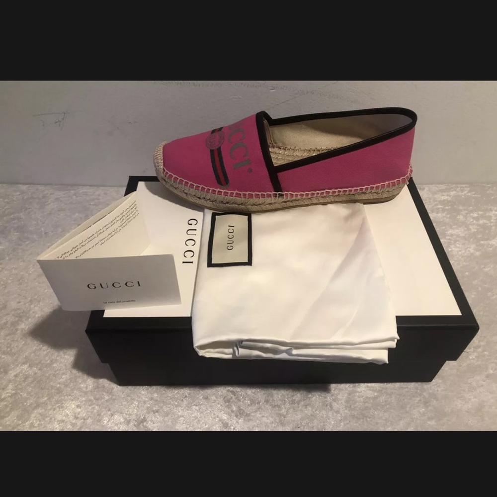 Gucci Pink Canvas Espadrilles Size 39.5 Authentic - Picture 5 of 14